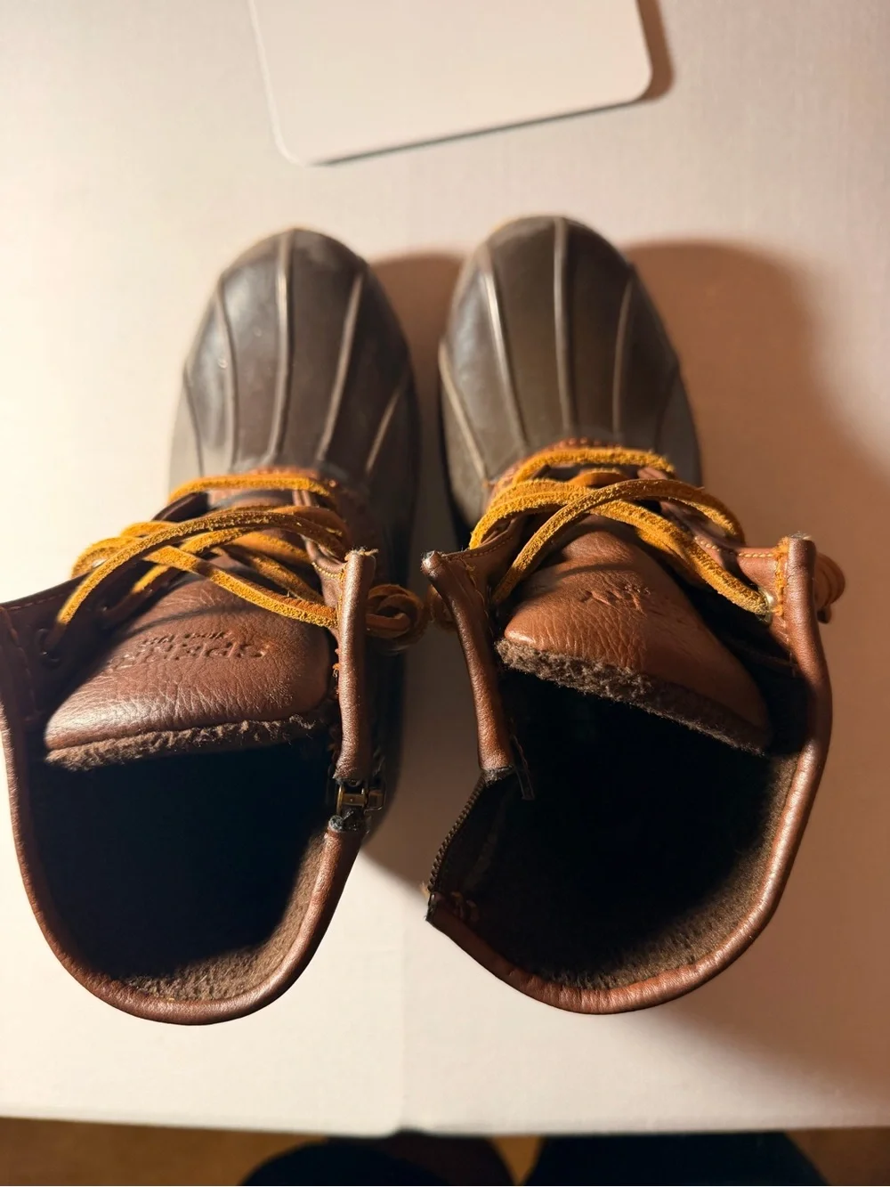 Sperry Top-Sider Girls Brown Leather Duck Boots Waterproof Lace-Up Boots